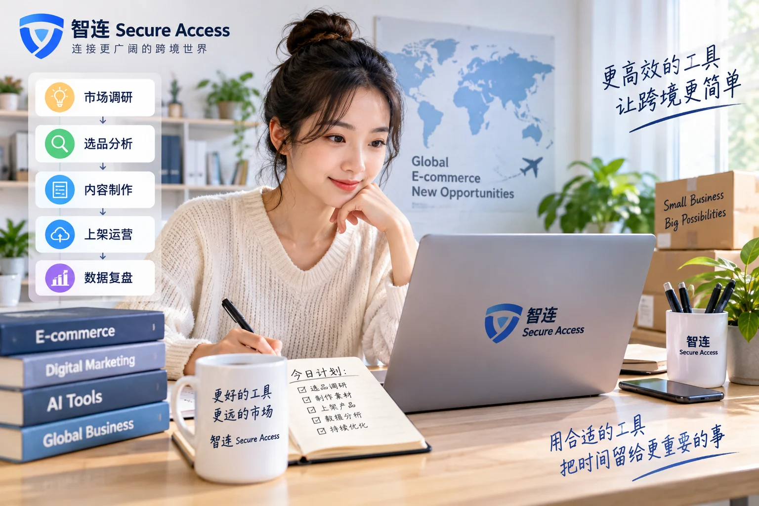 智连 Secure Access 将持续整理跨境电商新手工具、个人卖家工作流、AI效率工具以及小型跨境团队相关的实用内容,帮助用户减少不必要的工具折腾,把更多精力放在真正重要的业务环节。
